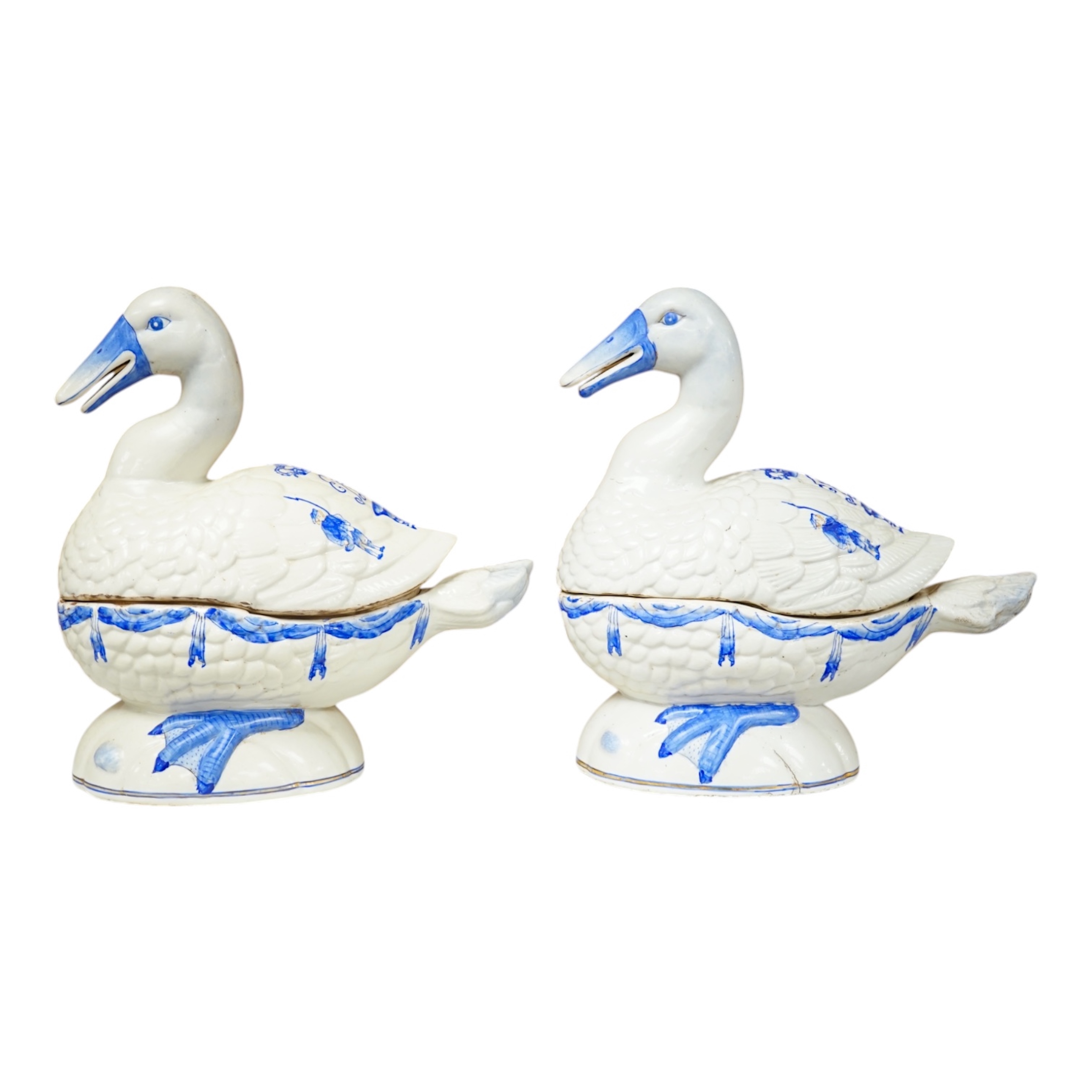 A pair of early to mid 20th century Chinese ‘duck’ tureens and covers, 28cm tall. Condition - good